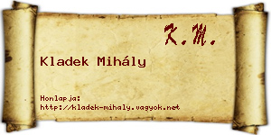 Kladek Mihály névjegykártya