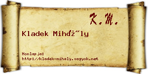 Kladek Mihály névjegykártya